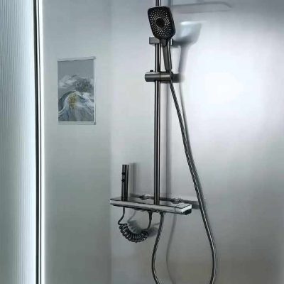 Premium LED Thermostatic Shower Panel – Matte Black Finish